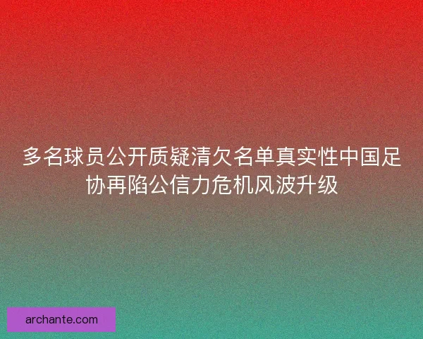 多名球员公开质疑清欠名单真实性中国足协再陷公信力危机风波升级