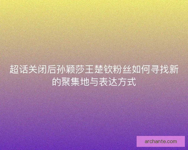 超话关闭后孙颖莎王楚钦粉丝如何寻找新的聚集地与表达方式